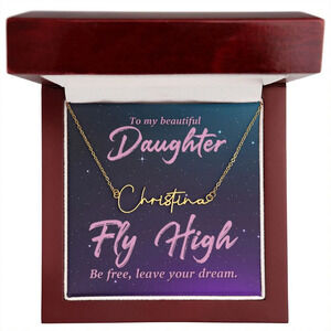 Daughter Fly High Personalized Gold Tone Name Necklace Custom Name Gift Luxur